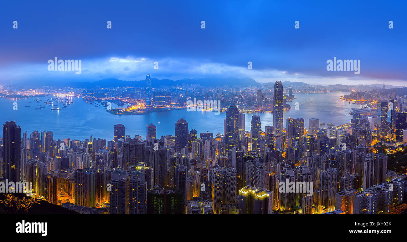 Panorama Aerial view of Hong Kong City Stock Photo - Alamy