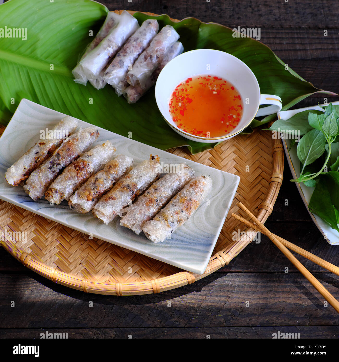 Vietnamese spring roll pastry or cha gio is popular food at Vietnam