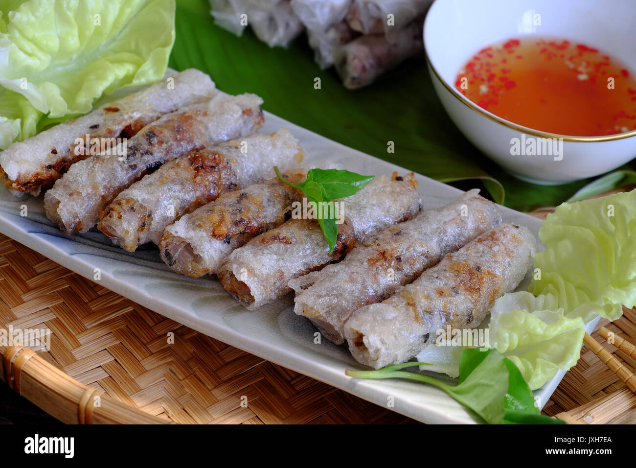Vietnamese spring roll pastry or cha gio is popular food at Vietnam