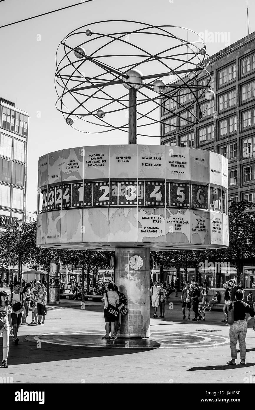 Famous World clock at Alexanderplatz square tourist attraction BERLIN / GERMANY SEPTEMBER