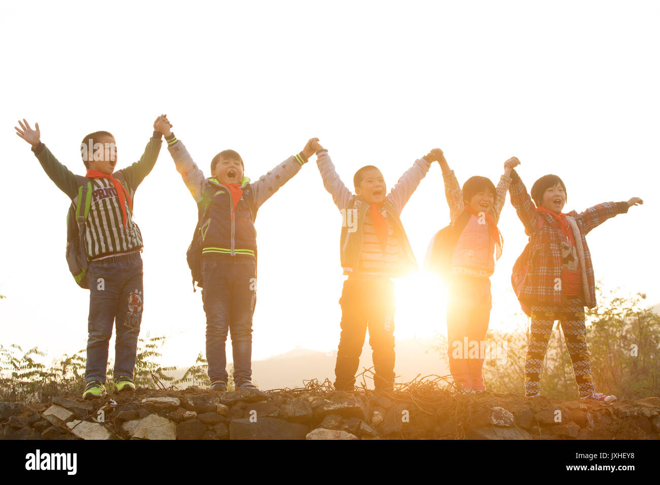 Happy rural pupils Stock Photo - Alamy