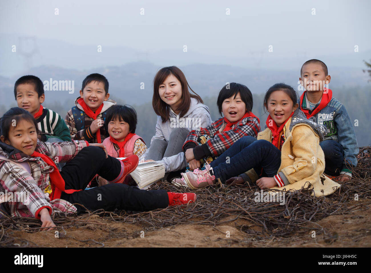 Small Group Teaching Rural Rural teachers and pupils in outdoor learning Stock Photo - Alamy