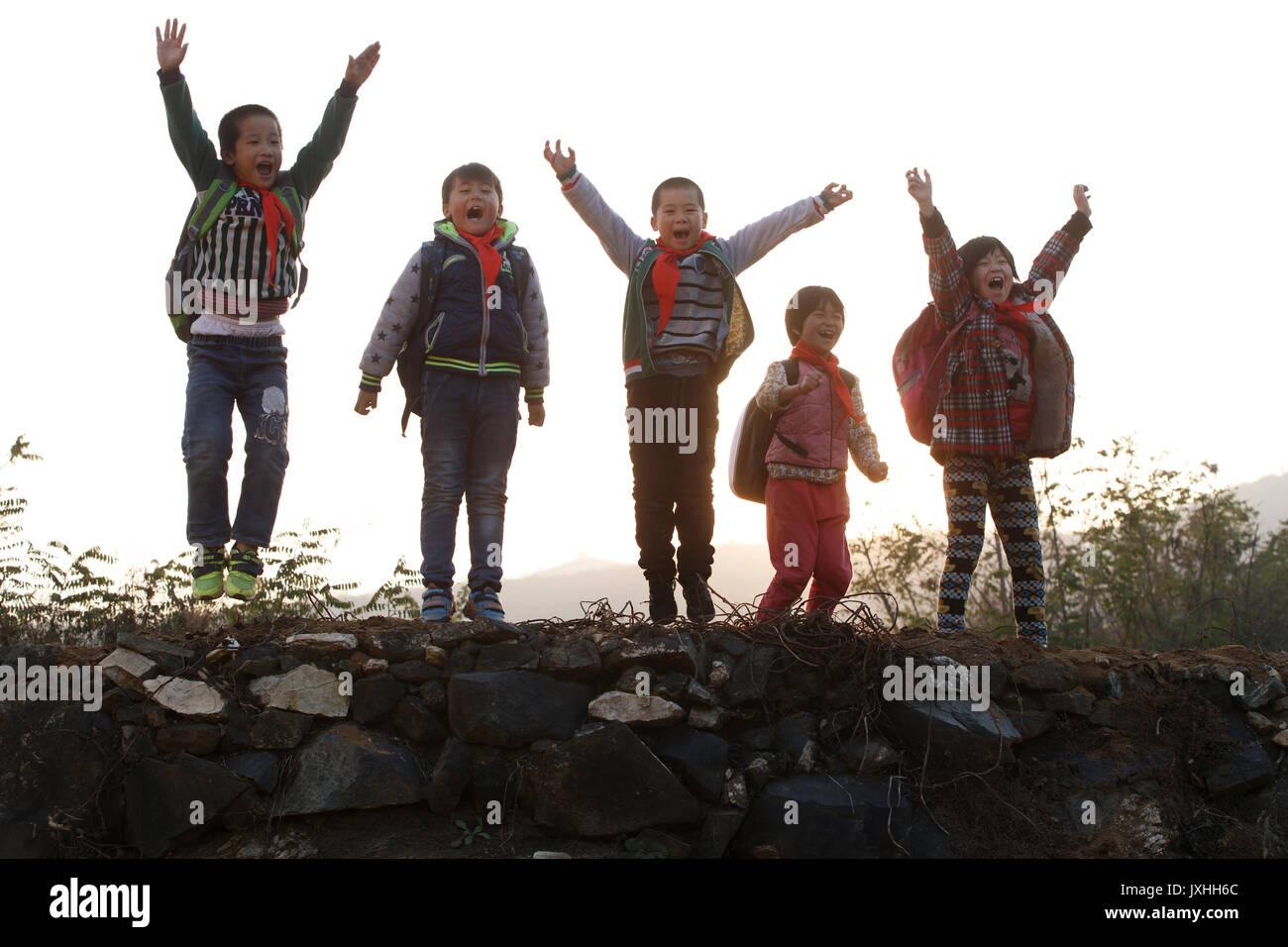 Happy rural pupils Stock Photo - Alamy