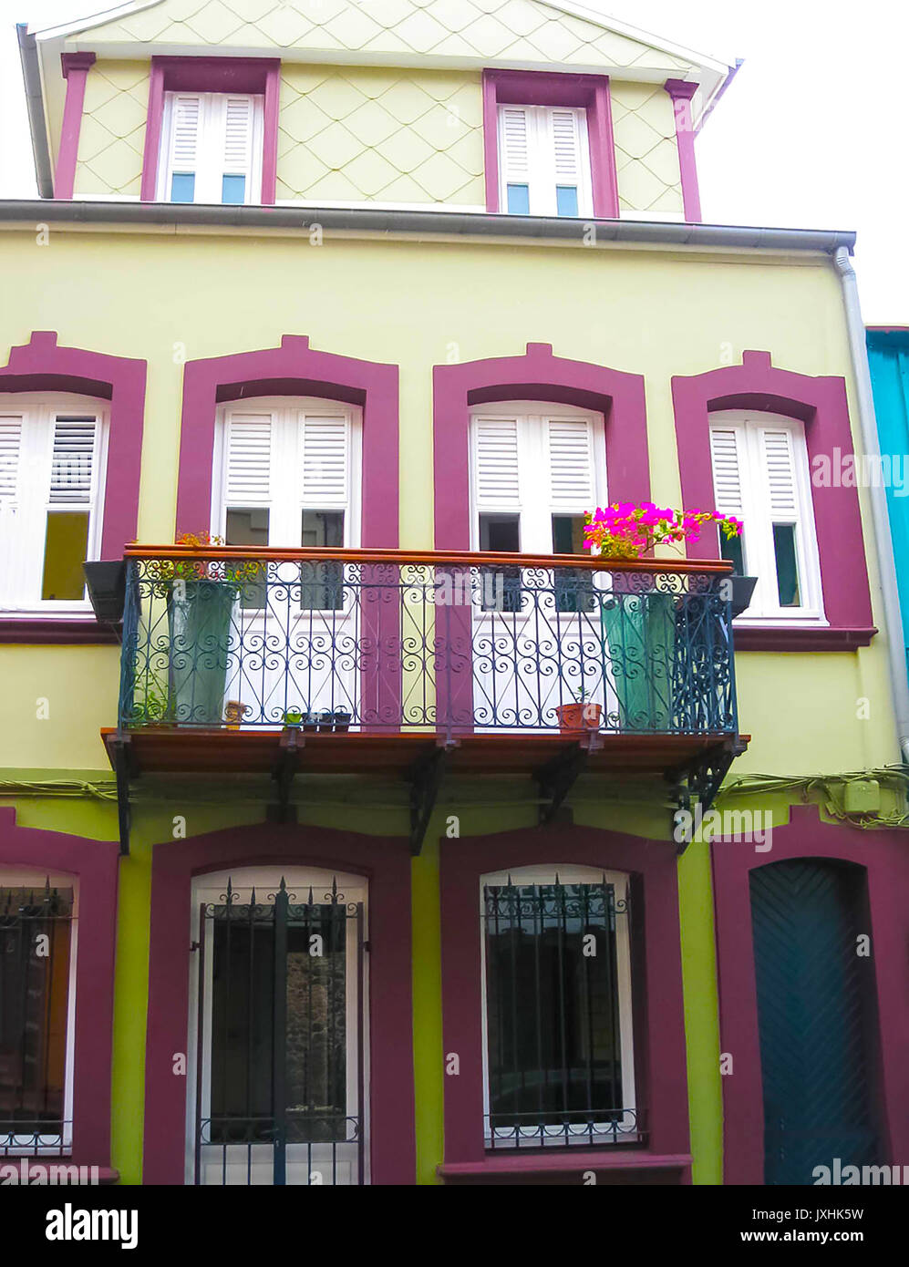 The colorful building in the downtown of Fort-de-France, Martinique Stock Photo