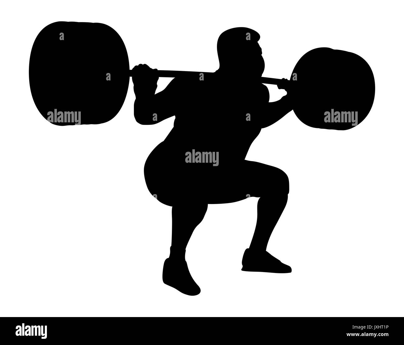 male powerlifter competition in powerlifting black silhouette Stock Photo