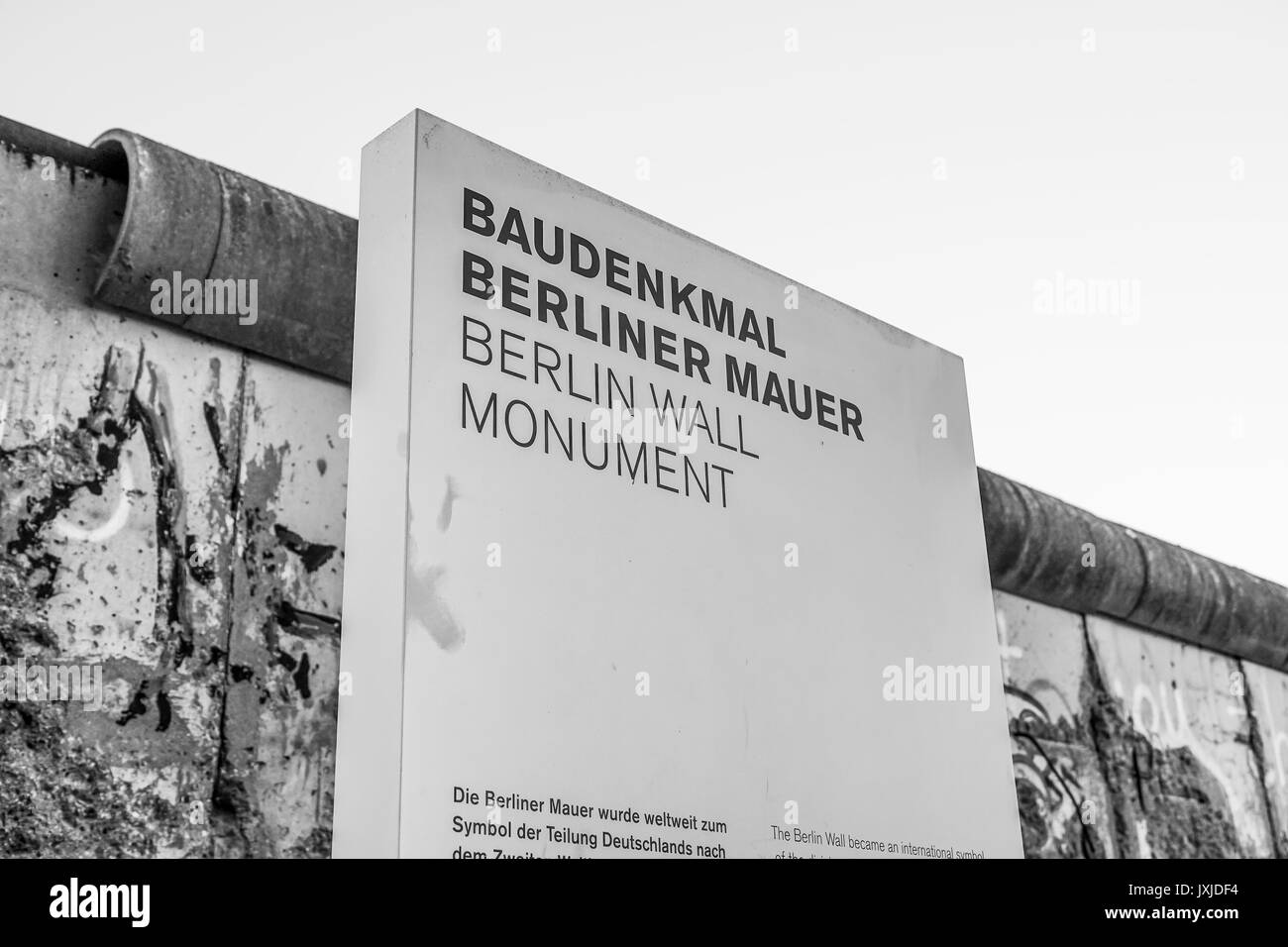 Berlin Wall Memorial Original Berliner Mauer BERLIN / GERMANY SEPTEMBER 2, 2016 Stock