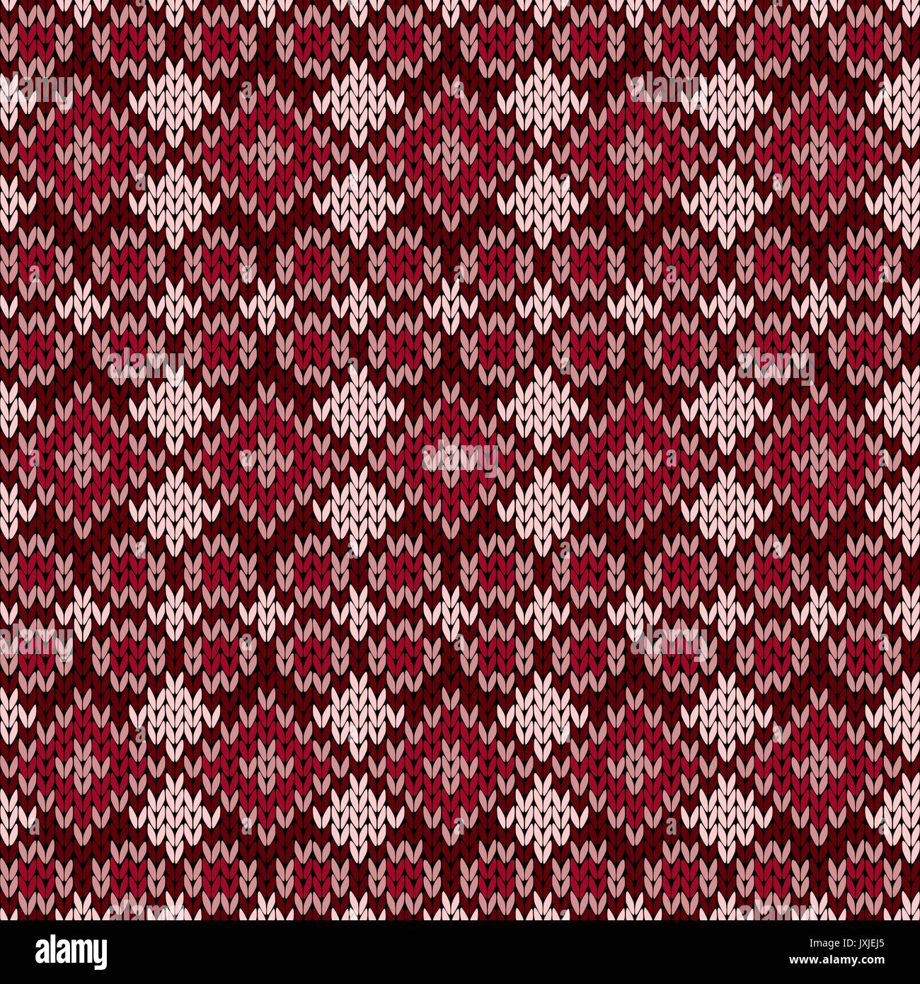 Geometric seamless knitted vector pattern in red hues Stock Vector ...
