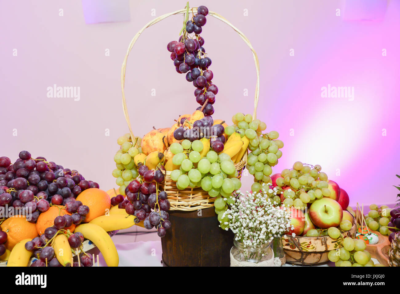 delicious fruits arranged on the table for wedding reception Stock 