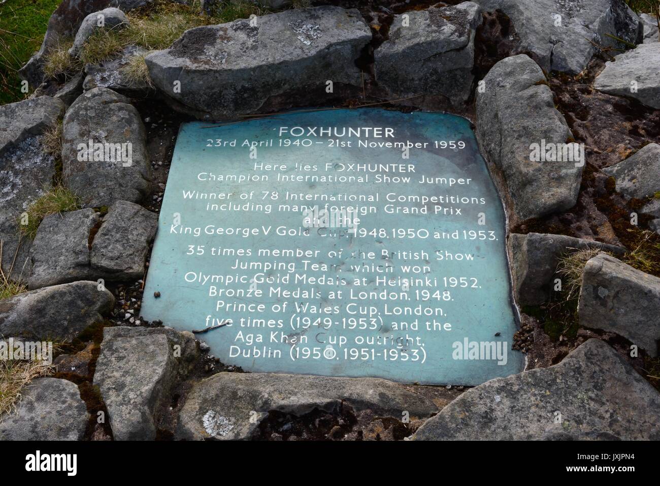 Foxhunters grave one of the greatest show jumping horses Torfaen Blaenavon  Wales Cymru UK GB Stock Photo
