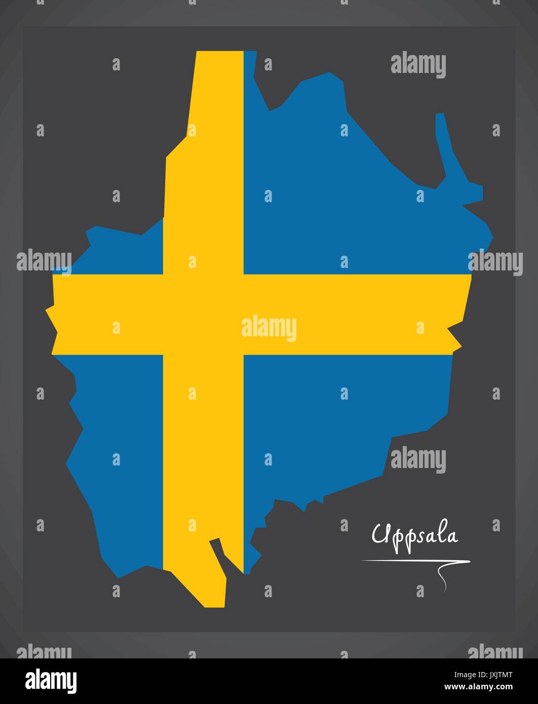 Uppsala Map Of Sweden With Swedish National Flag Illustration Stock ...