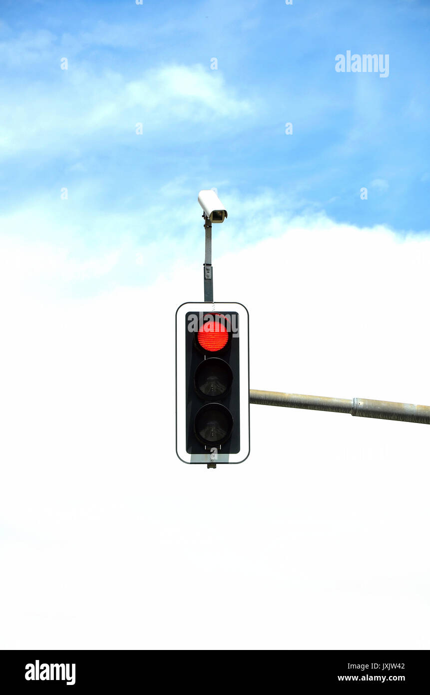 Traffic light with surveillance camera Stock Photo Alamy