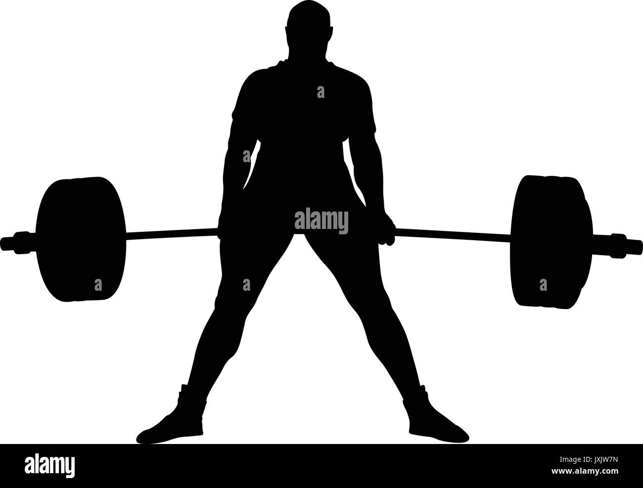 male powerlifter exercise deadlift black silhouette Stock Vector