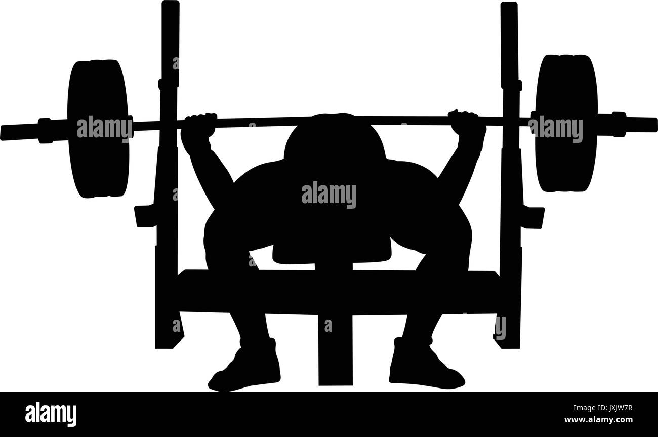 athlete powerlifter bench press black silhouette Stock Vector ...