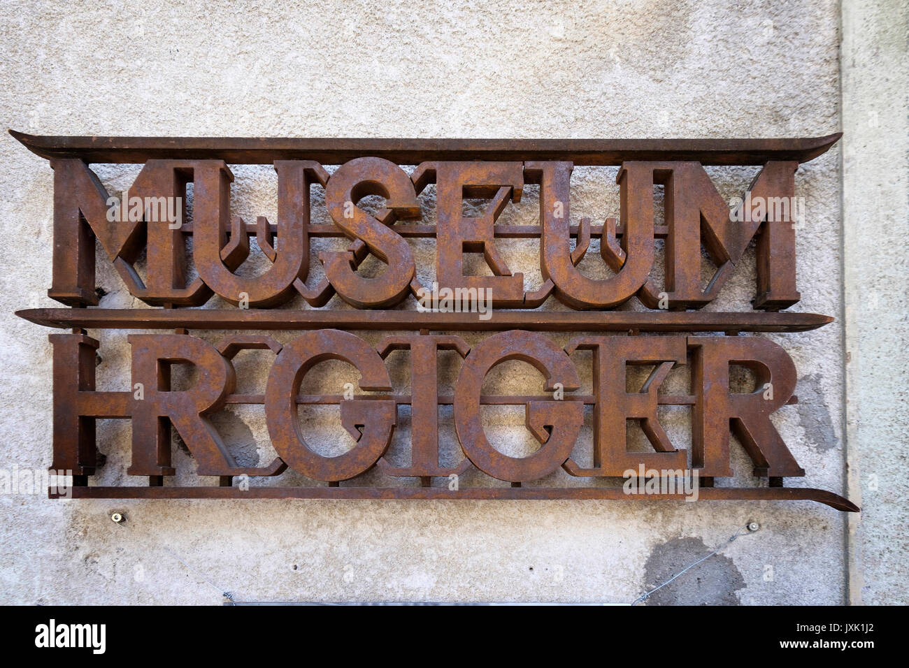 Switzerland, canton Fribourg, Gruyeres, Medieval town, HR Giger museum Stock Photo