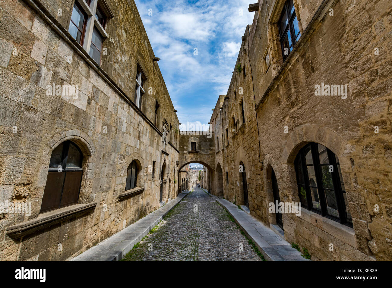 Famous Street of the Knights in Rhodes, Rhodes island, Greece Stock