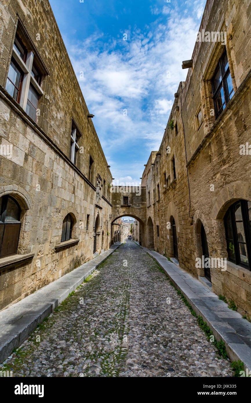 Famous Street of the Knights in Rhodes, Rhodes island, Greece Stock