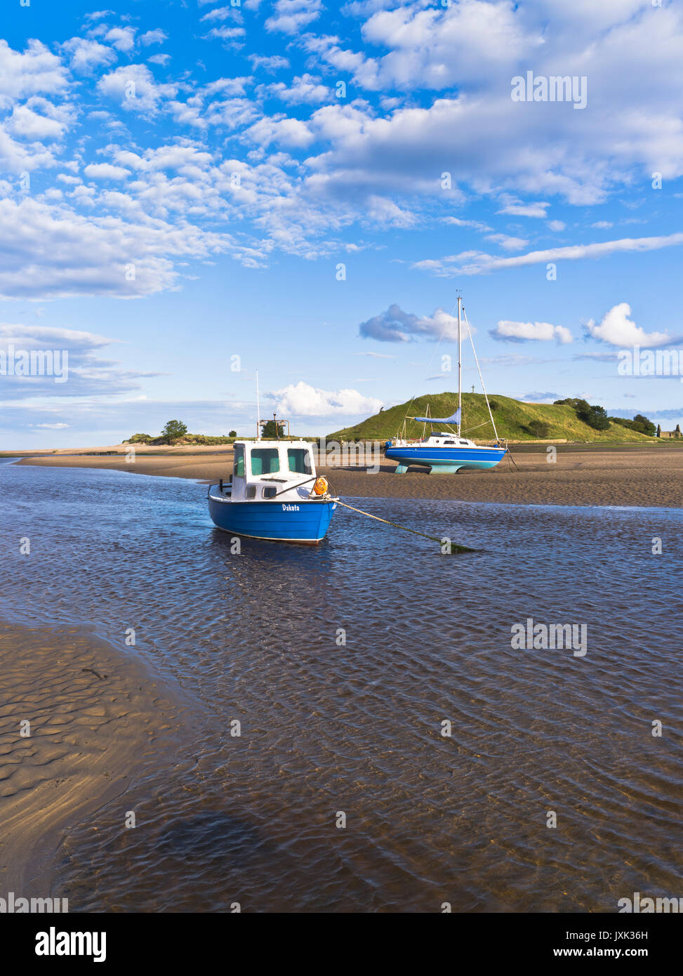 dh Northumbria anchorage England ALNMOUTH BAY NORTHUMBERLAND UK Boats yacht boat in summer evening britain harbour Stock Photo