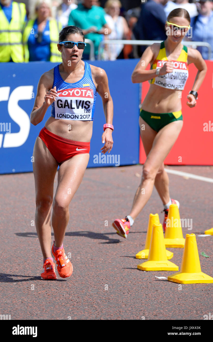 Sandra Galvis of Colombia competing in the IAAF World Athletics Championships 20k walk in The Mall, London Stock Photo