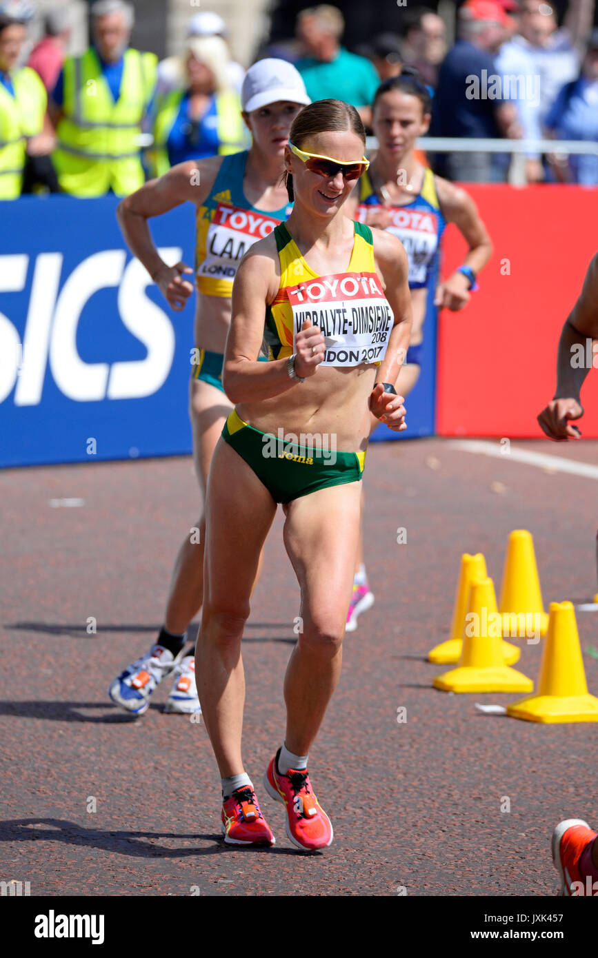 BRIGITA VIRBALYTE-DIMSIENE of Lithuania competing in the IAAF World Athletics Championships 20k walk in The Mall, London Stock Photo