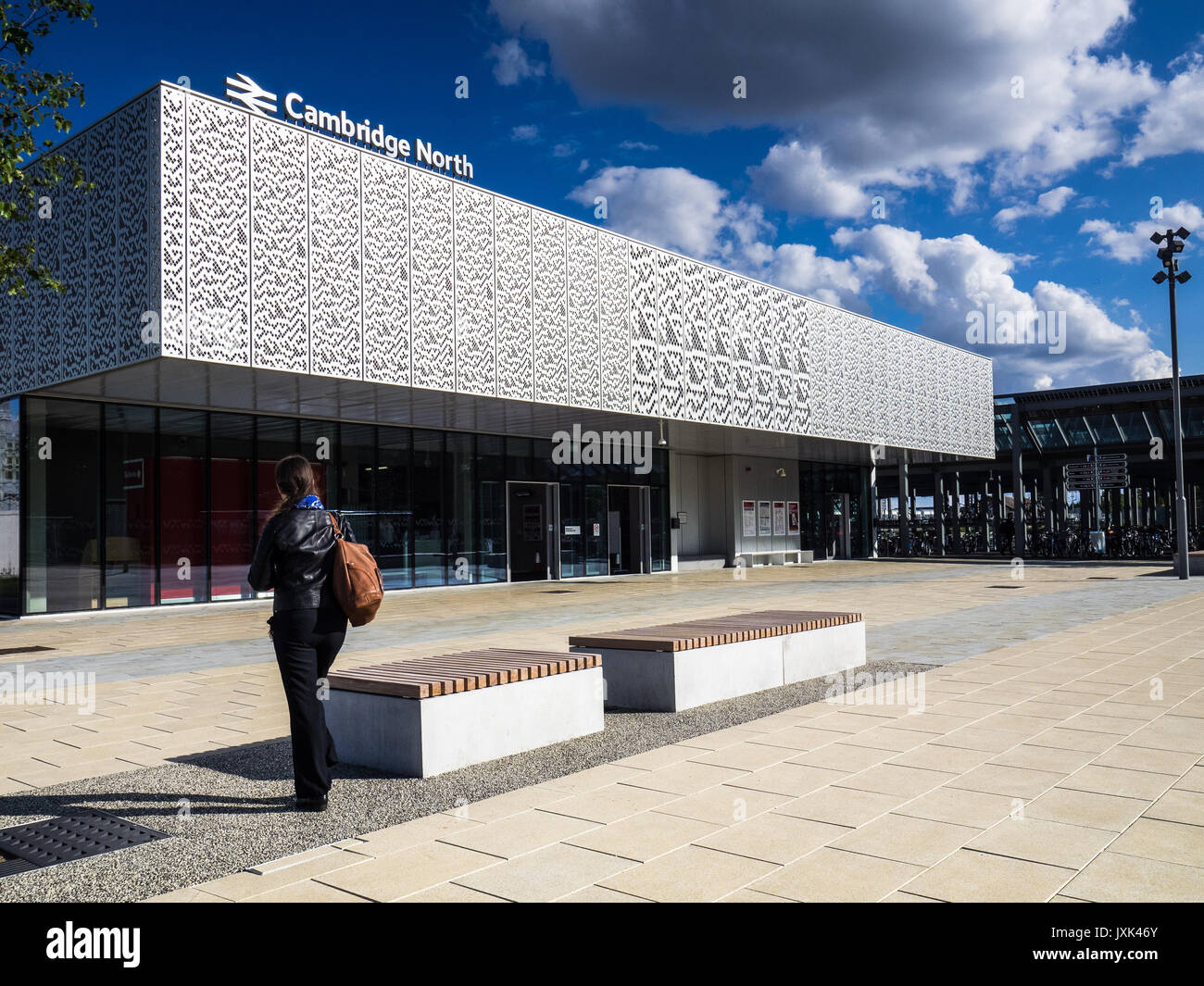 Cambridge North Train Station - opened 2017 serving North Cambridge and the Science Park. Design based on Conway's Game of Life.  Architects Atkins. Stock Photo