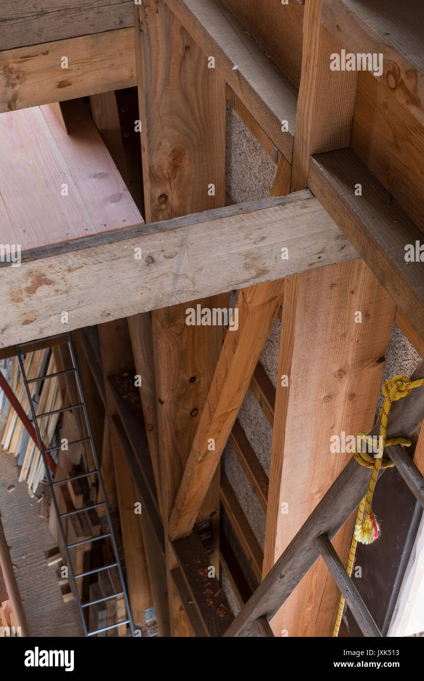 timber framed house under construction Stock Photo