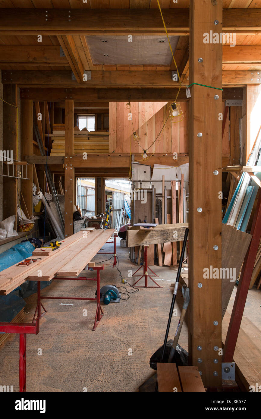 timber framed house under construction Stock Photo Alamy