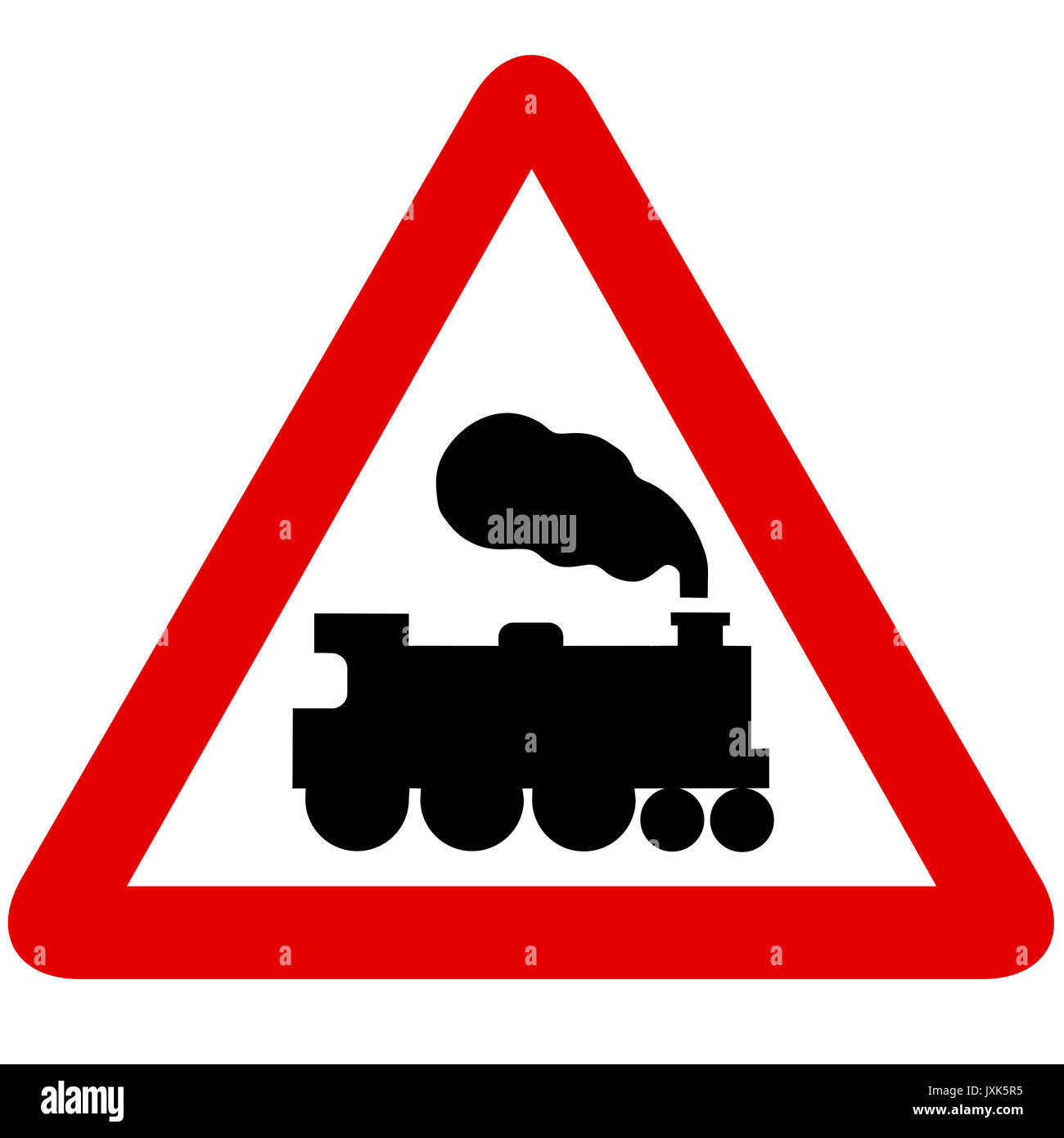 Level Crossing Without Barrier Or Gate Ahead Road Sign On White Background Stock Photo Alamy