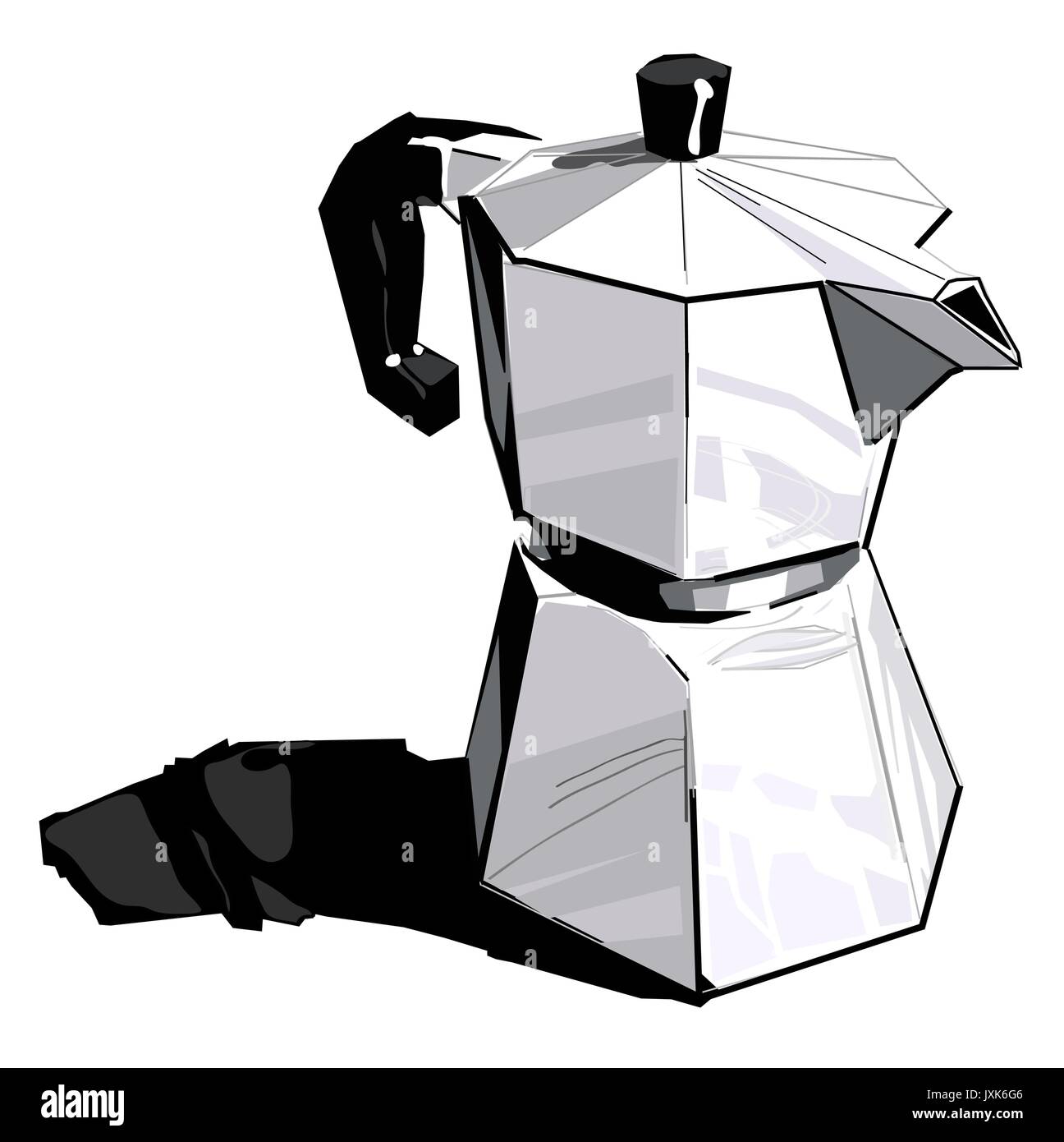 Metallic coffee maker isolated on white. Stock Vector