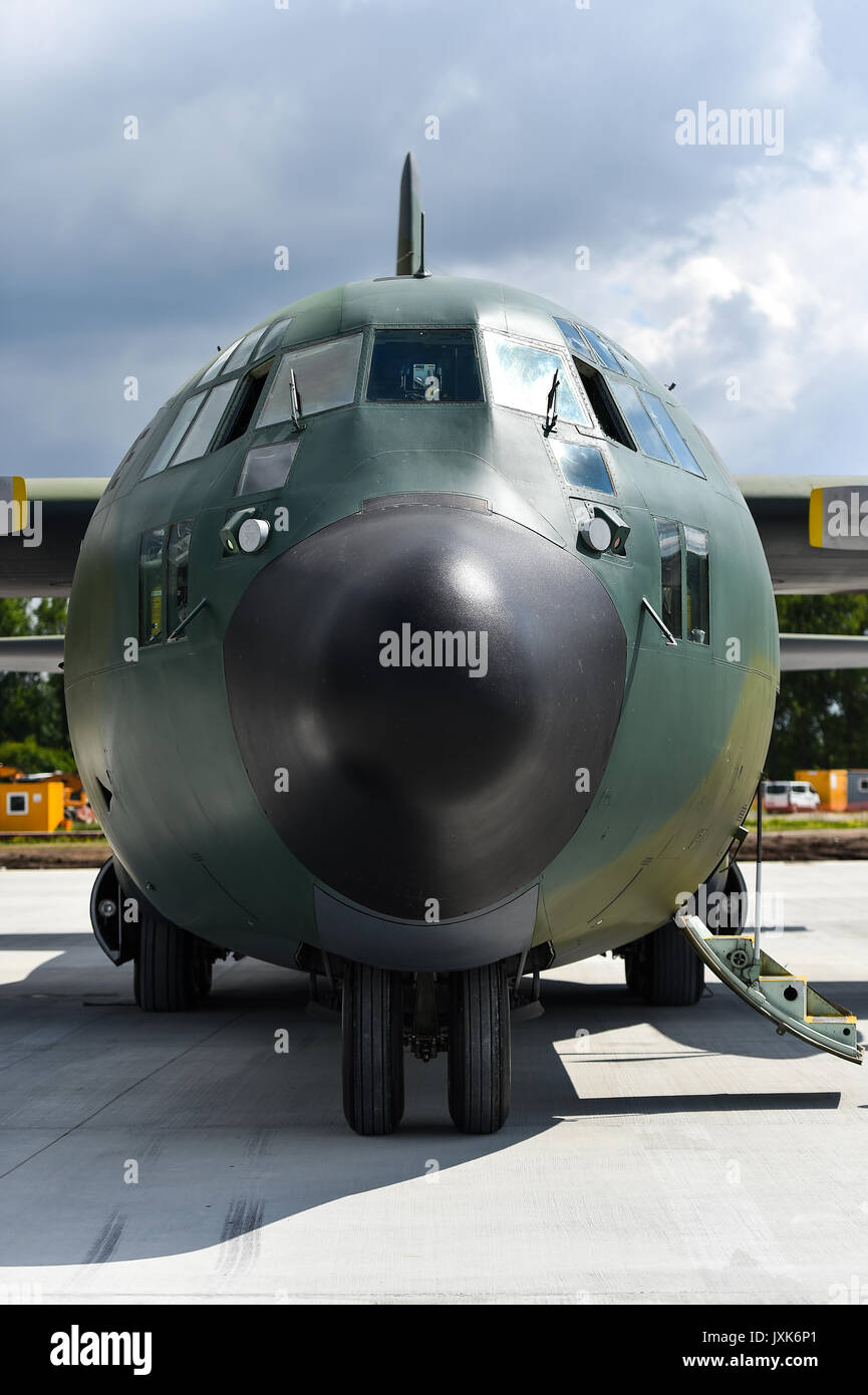 Front of a military Hercules airplane on the runway Stock Photo - Alamy