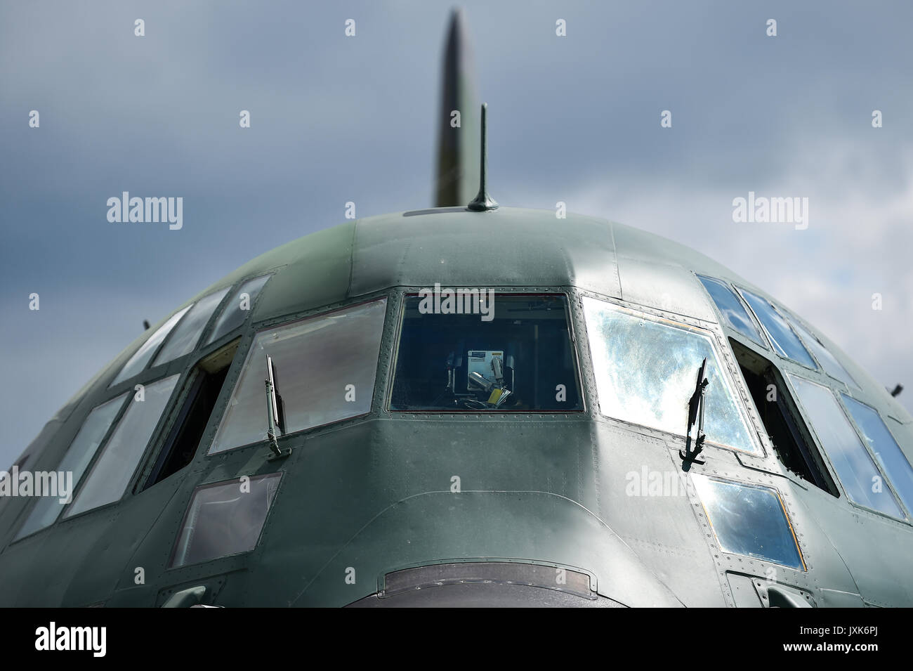 Front of a military Hercules airplane on the runway Stock Photo - Alamy