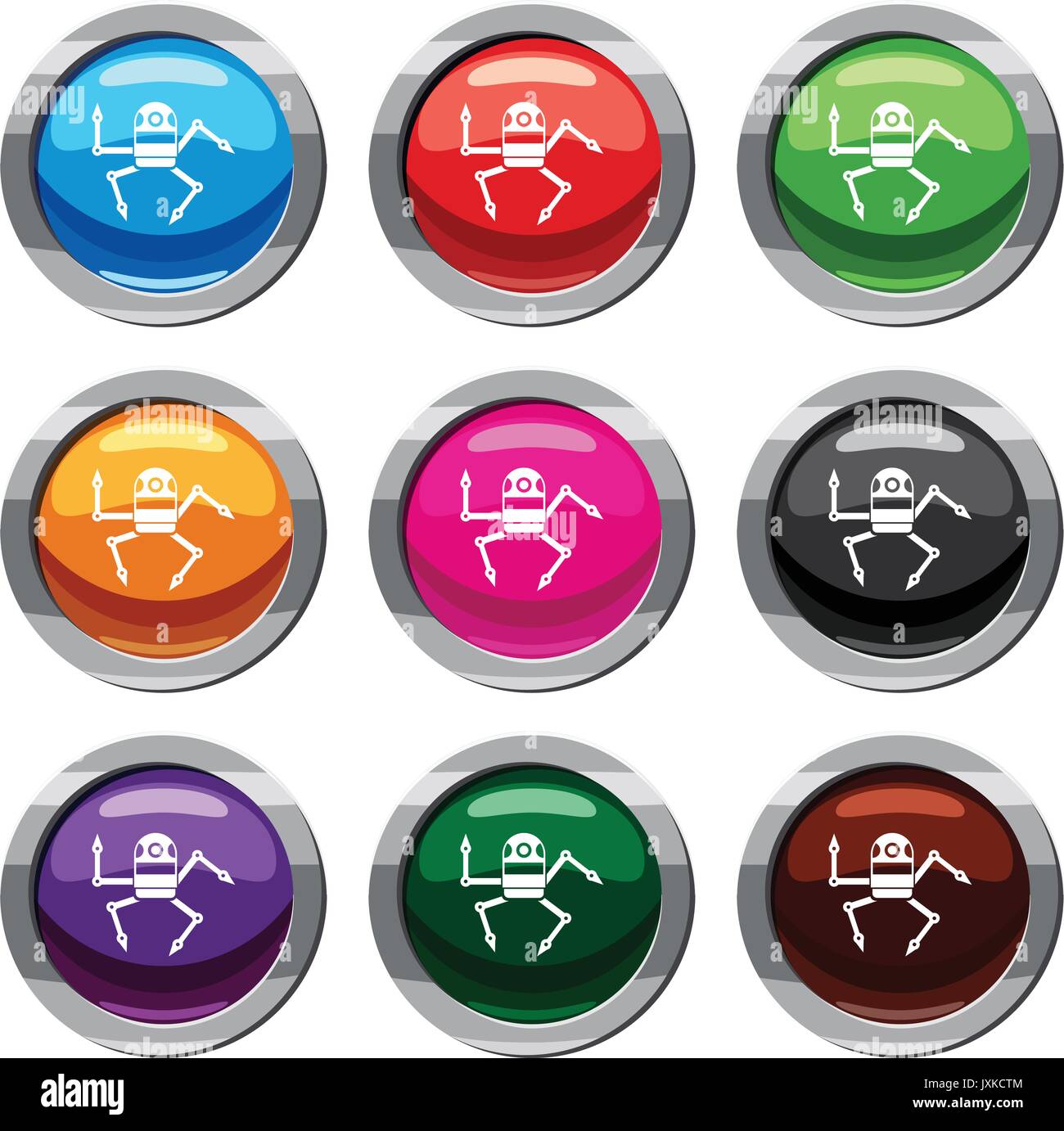 Spider robot set 9 collection Stock Vector