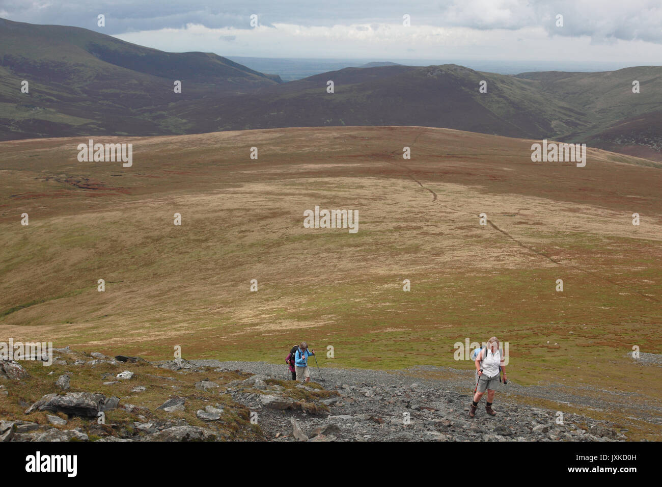 Women walkers climbing Blencathra in the Lake District Stock Photo