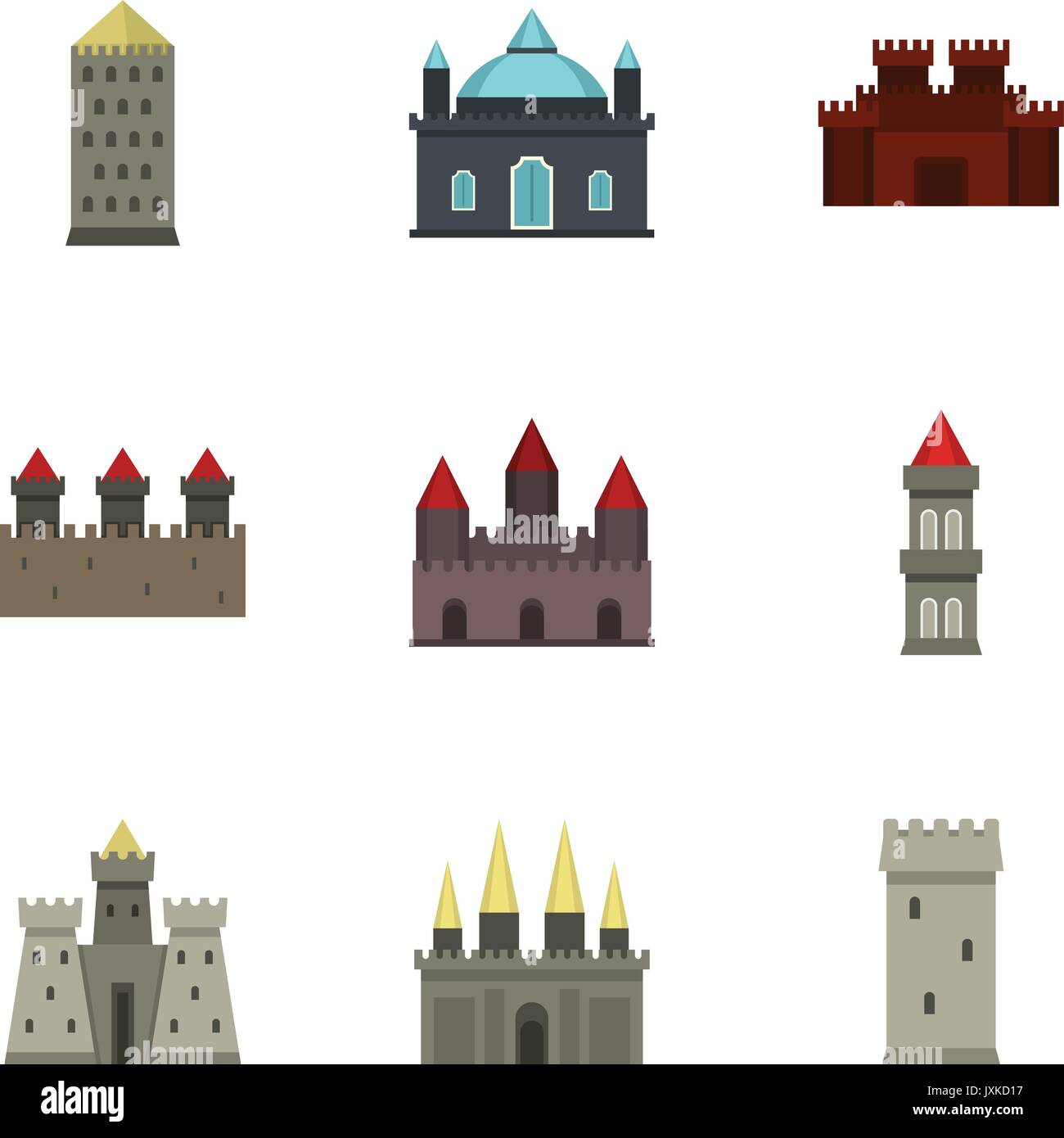 Castles and towers icon set, flat style Stock Vector Image & Art - Alamy