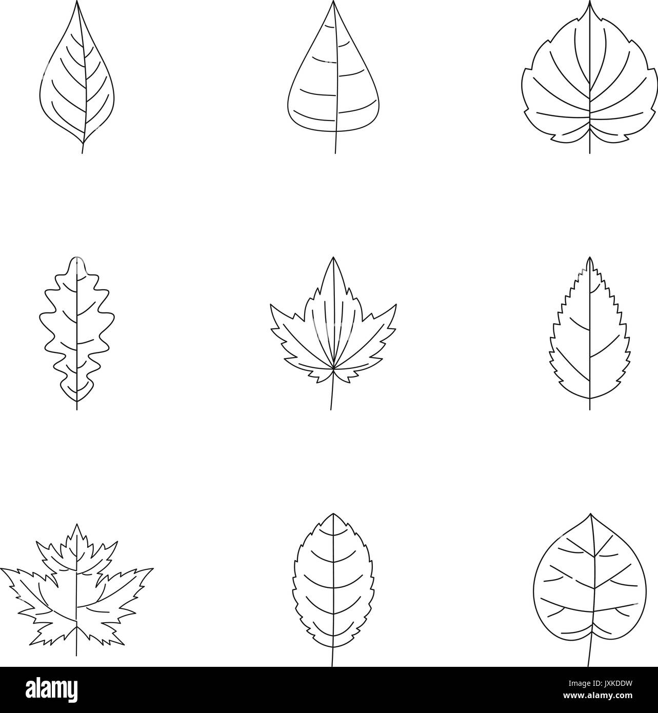 Black leaf icons set, outline style Stock Vector Image & Art - Alamy