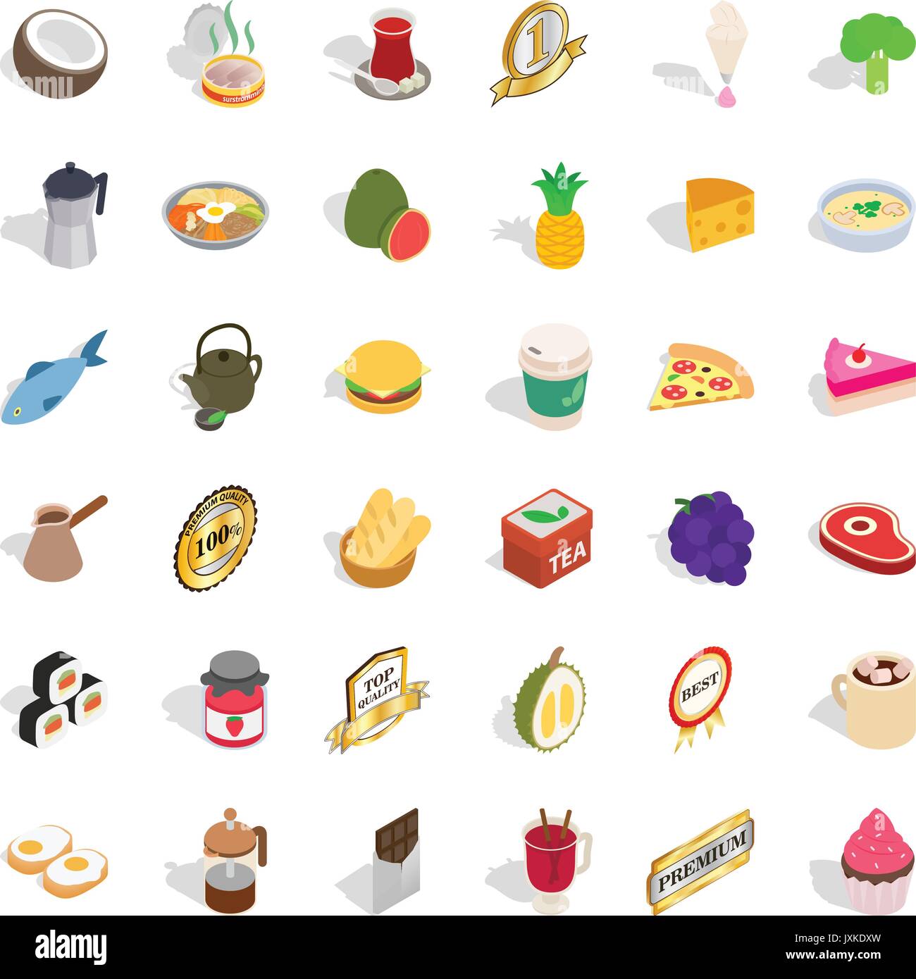 Drink icons set, isometric style Stock Vector