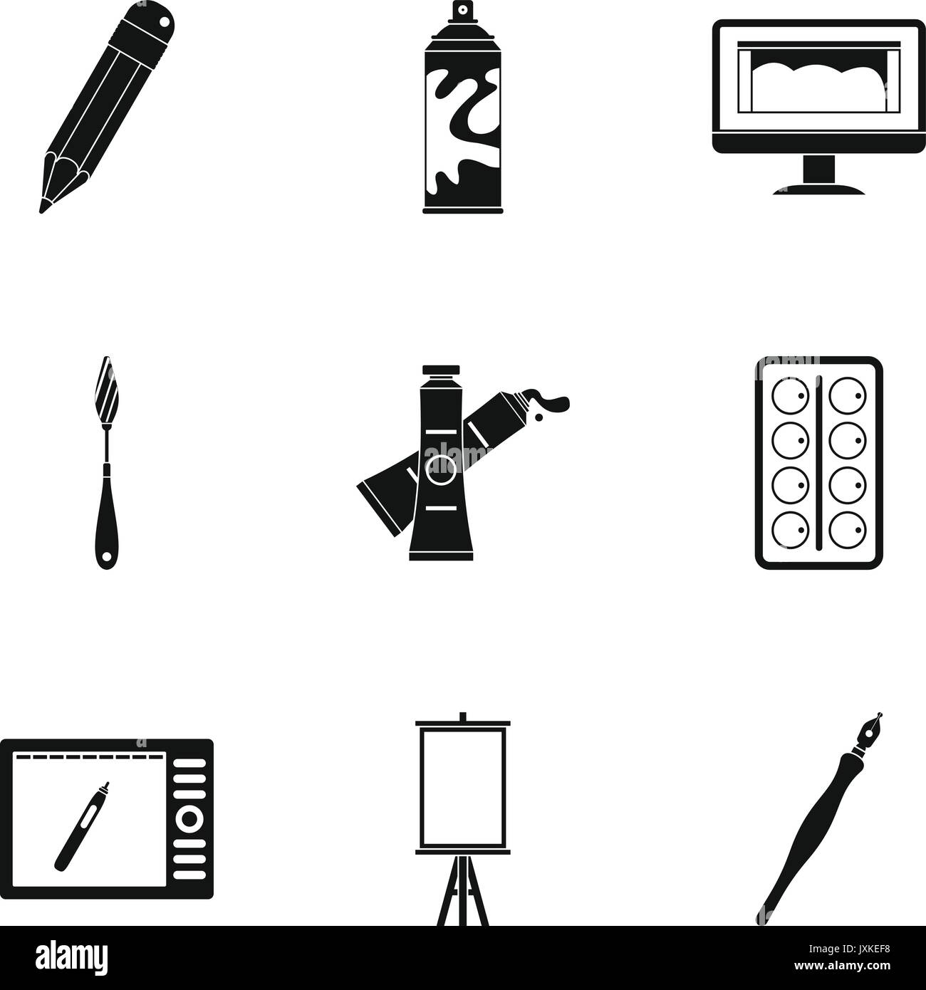 Stationery icons set, simple style Stock Vector