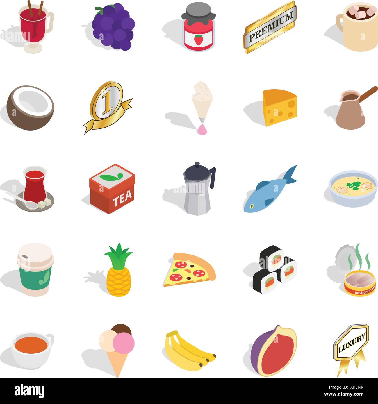 Inebriety icons set, isometric style Stock Vector