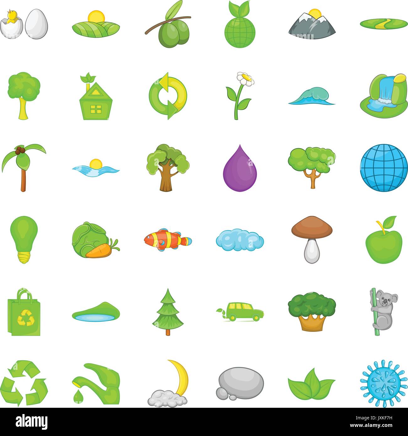 Green planet icons set, cartoon style Stock Vector Image & Art - Alamy