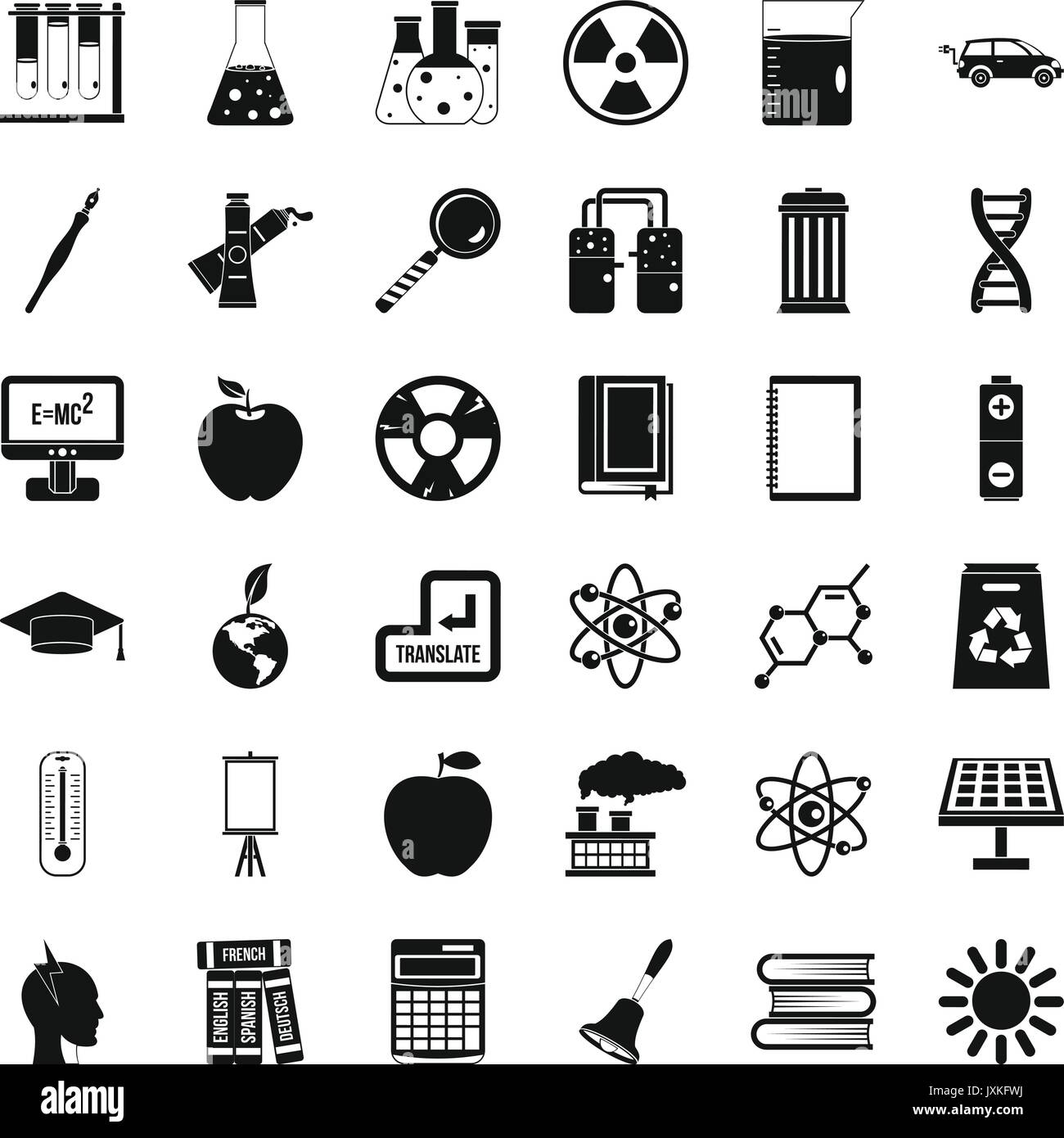 Education icons set, simple style Stock Vector