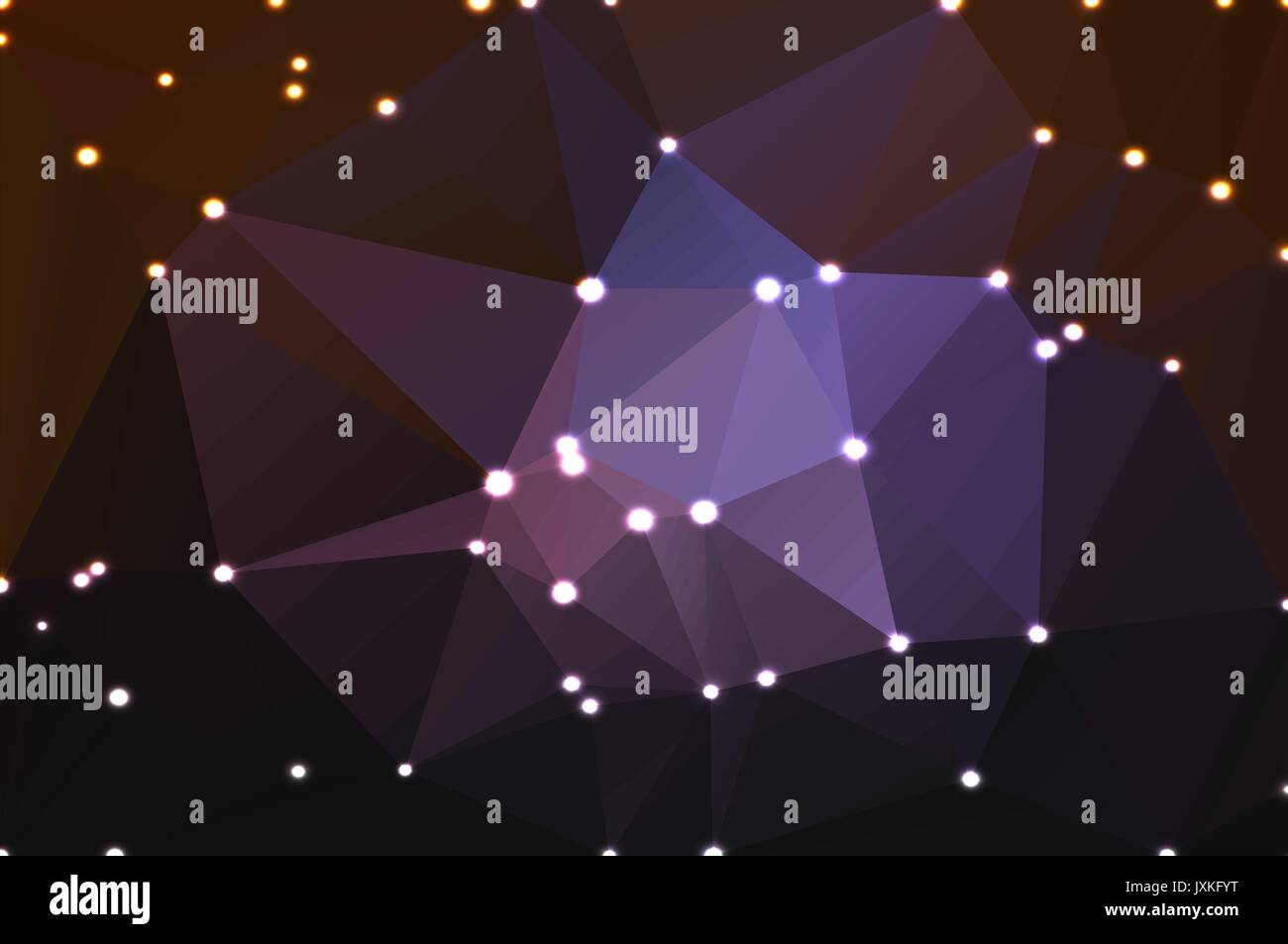 Purple brown black abstract low poly geometric background with defocused lights Stock Vector