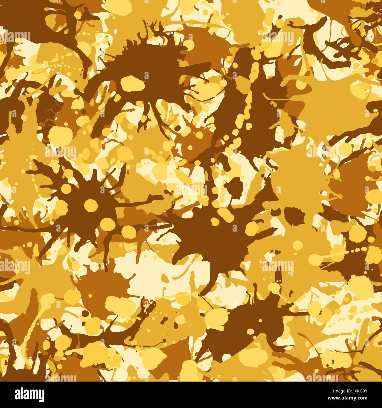 Yellow brown artistic ink paint splashes seamless pattern vector Stock Vector