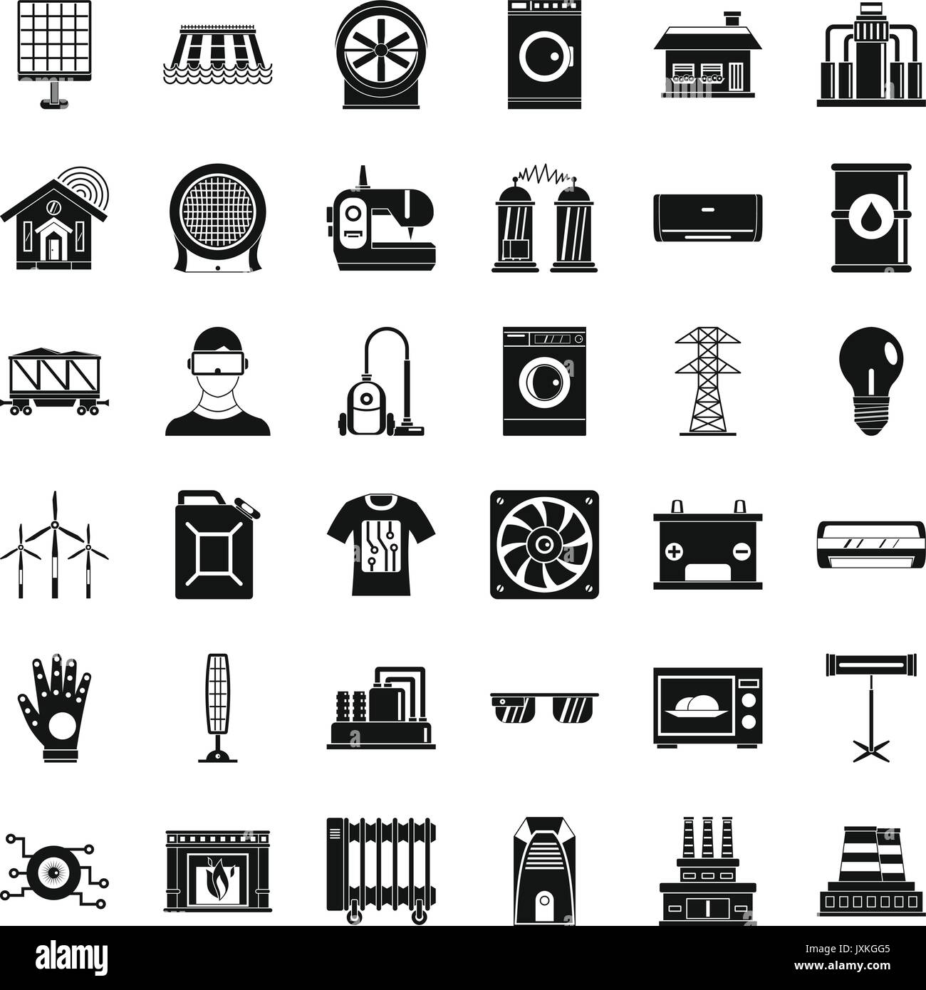 Electrical engineering icons set, simple style Stock Vector