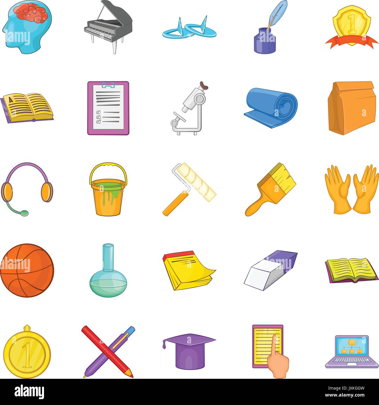 New knowledge icons set, cartoon style Stock Vector