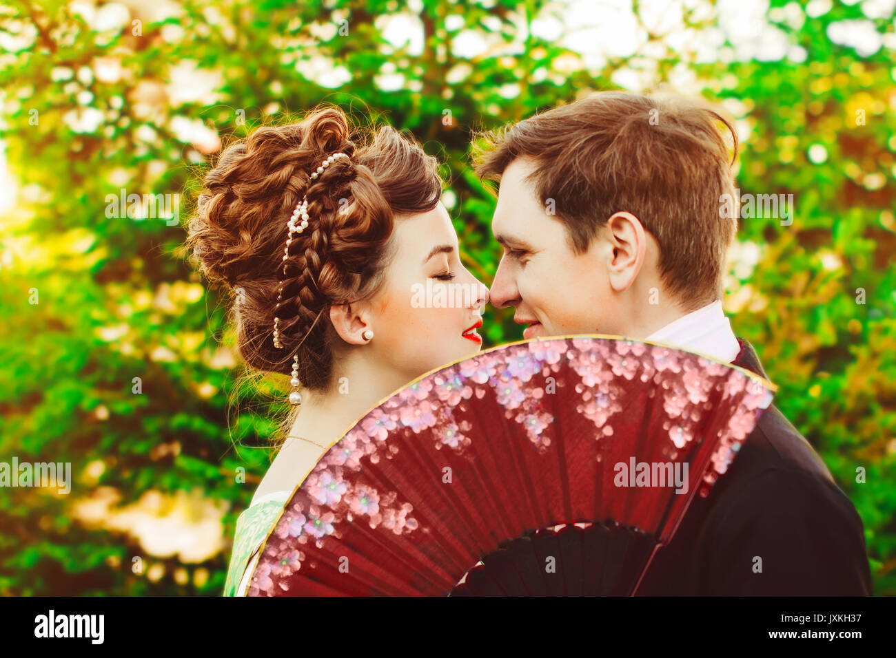 These romantic happy moments of wedding couple Stock Photo - Alamy