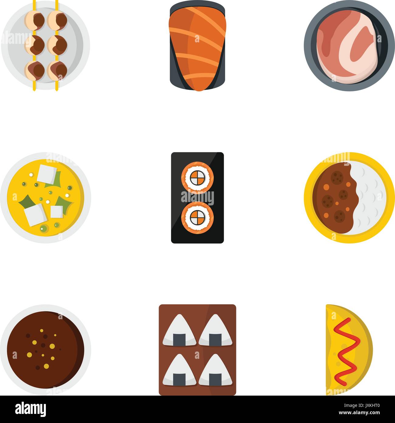 Delicious japanese food icons set, flat style Stock Vector Image & Art ...