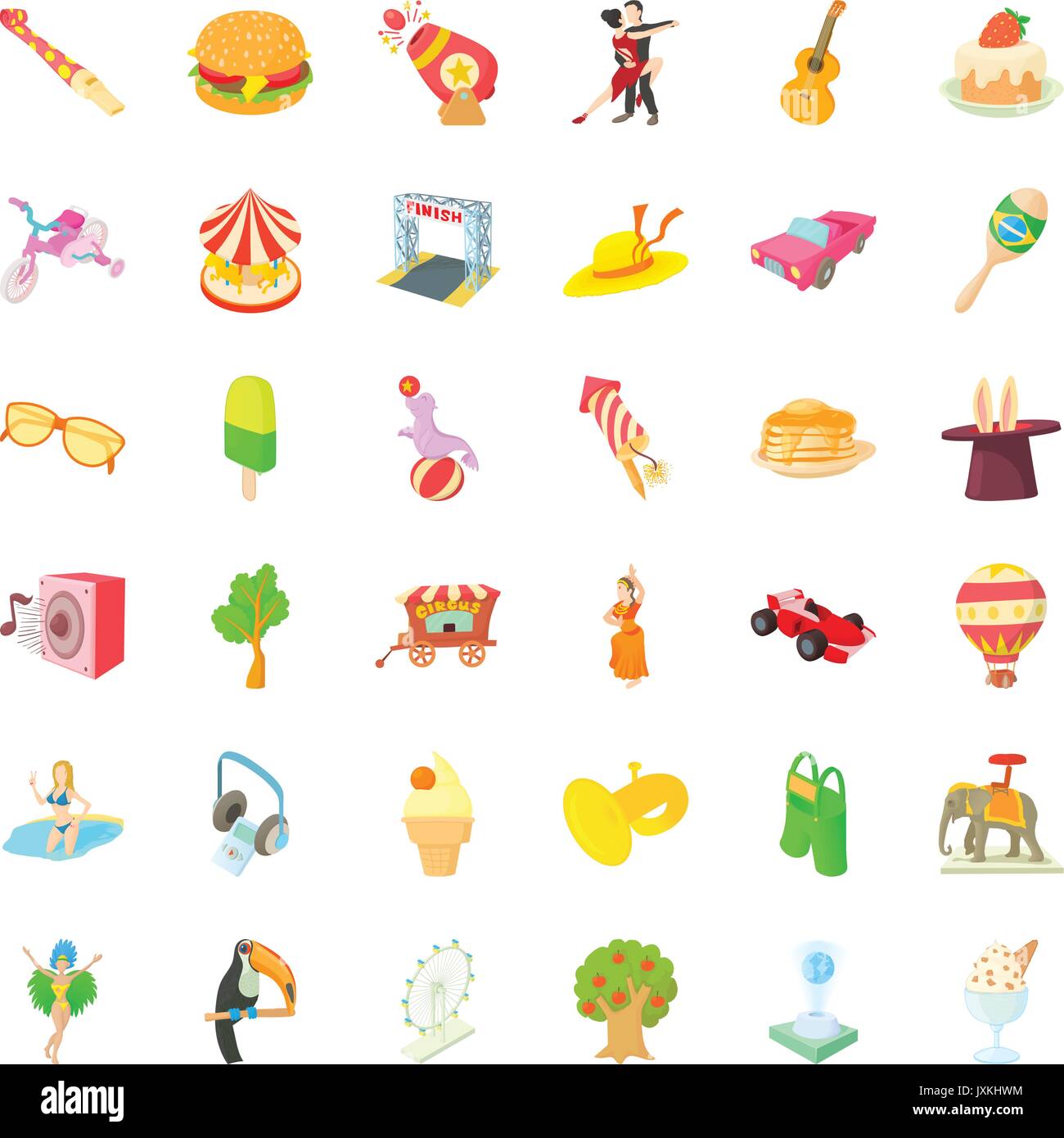 Amusement park icons set, cartoon style Stock Vector Image & Art - Alamy