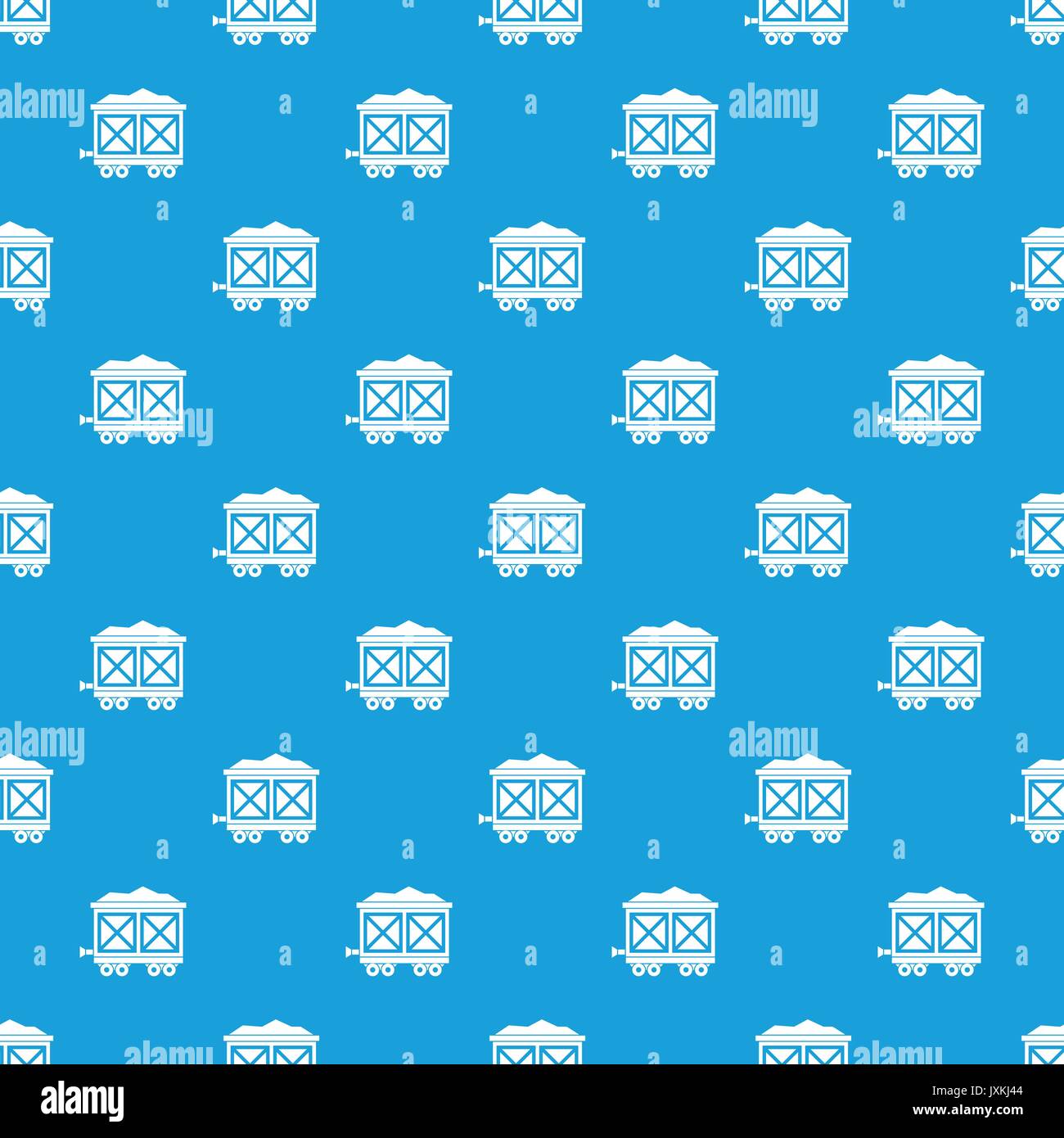 Cart on wheels with gold pattern seamless blue Stock Vector