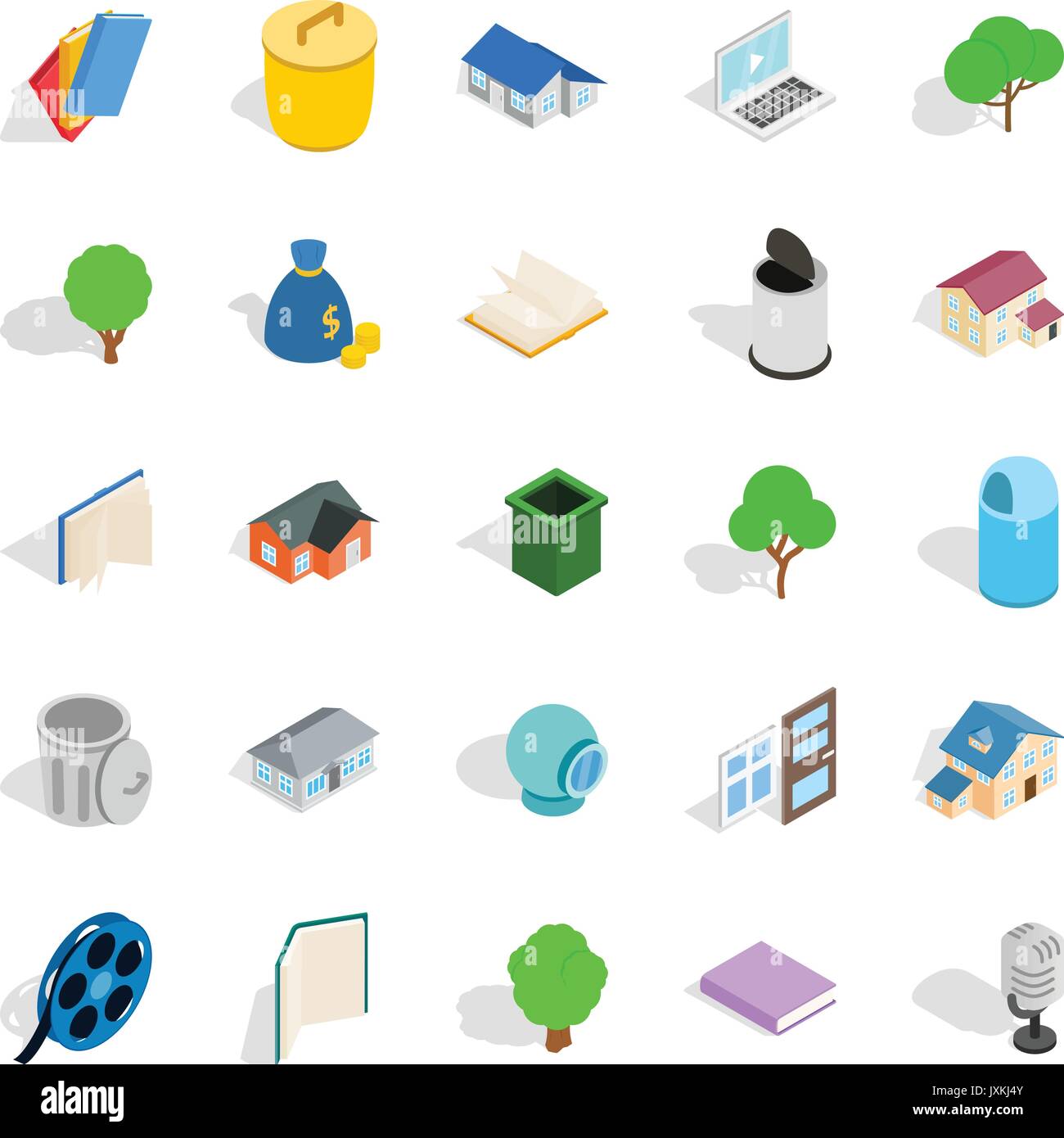 Great house icons set, isometric style Stock Vector