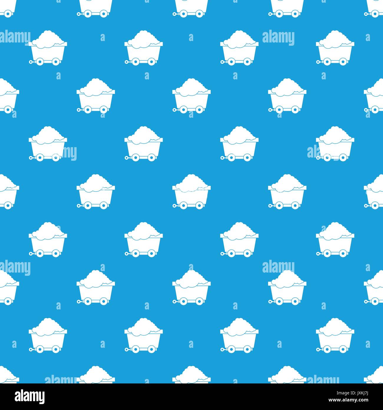 Cart on wheels with coal pattern seamless blue Stock Vector