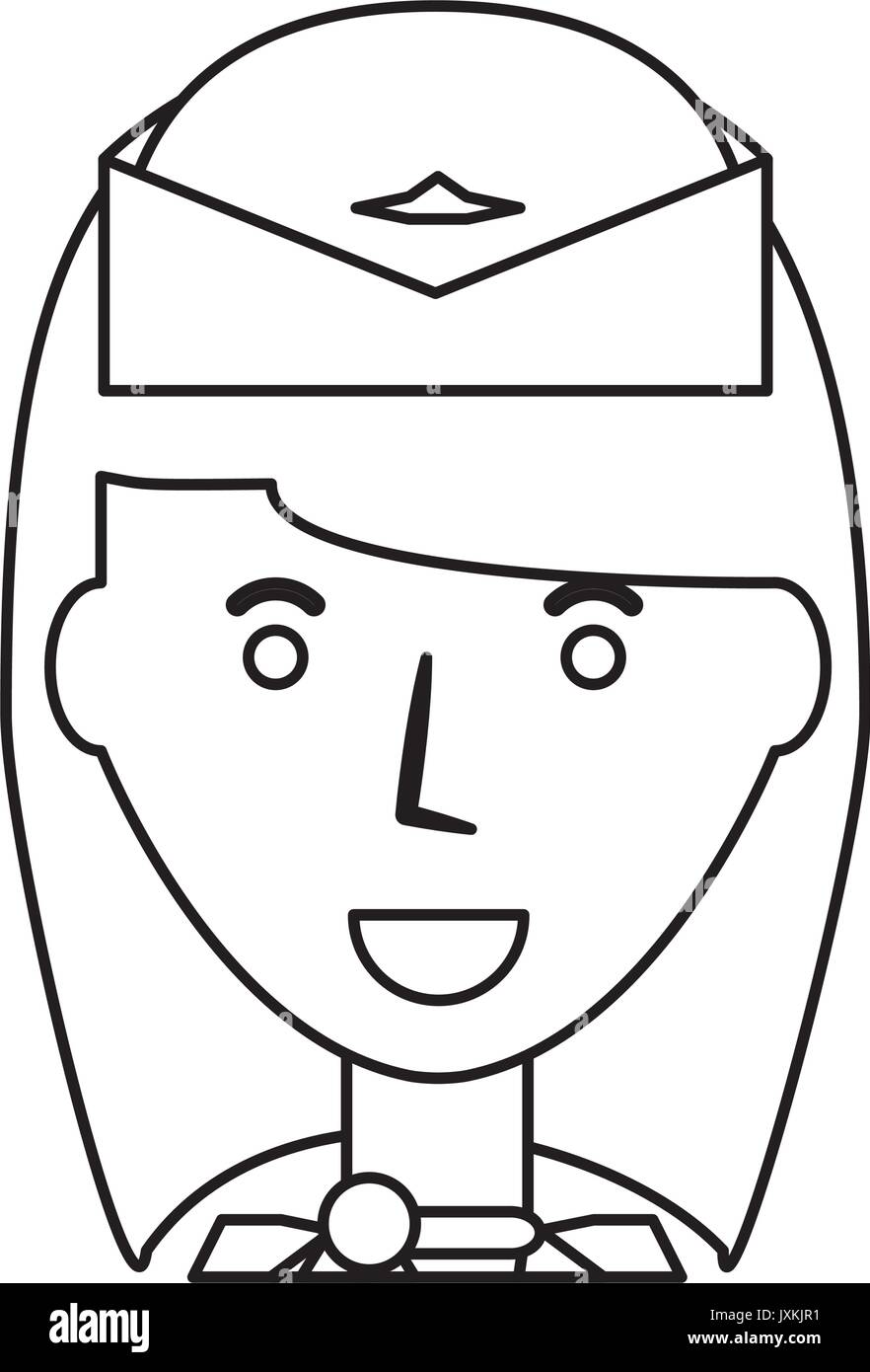 stewardess profile cartoon Stock Vector